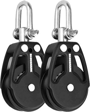 Blue Shark 2250-Sailing Pulley Blocks 38mm Single Swivel 2-Pack