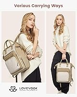 LOVEVOOK Rugzak voor dames, laptop, school, meisjes, tieners, met USB-oplaadpoort, waterdichte tas, schooltas voor werk en reizen, B-Zwart, 17,3 Zoll, Casual