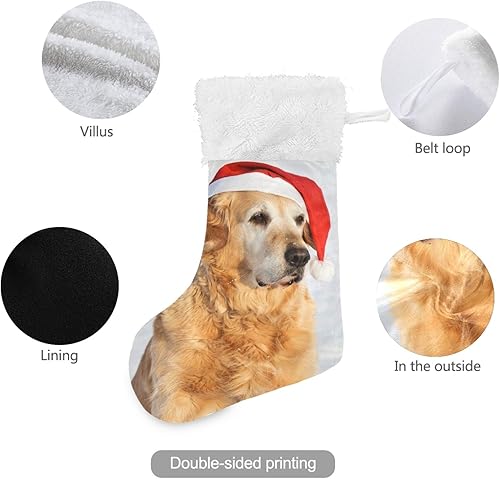 Miniatura 3 de ALAZA Medias de Navidad Golden Retriever Dog As Santa Klaus clásicas personalizadas, decoraciones de medias grandes para la temporada de vacaciones