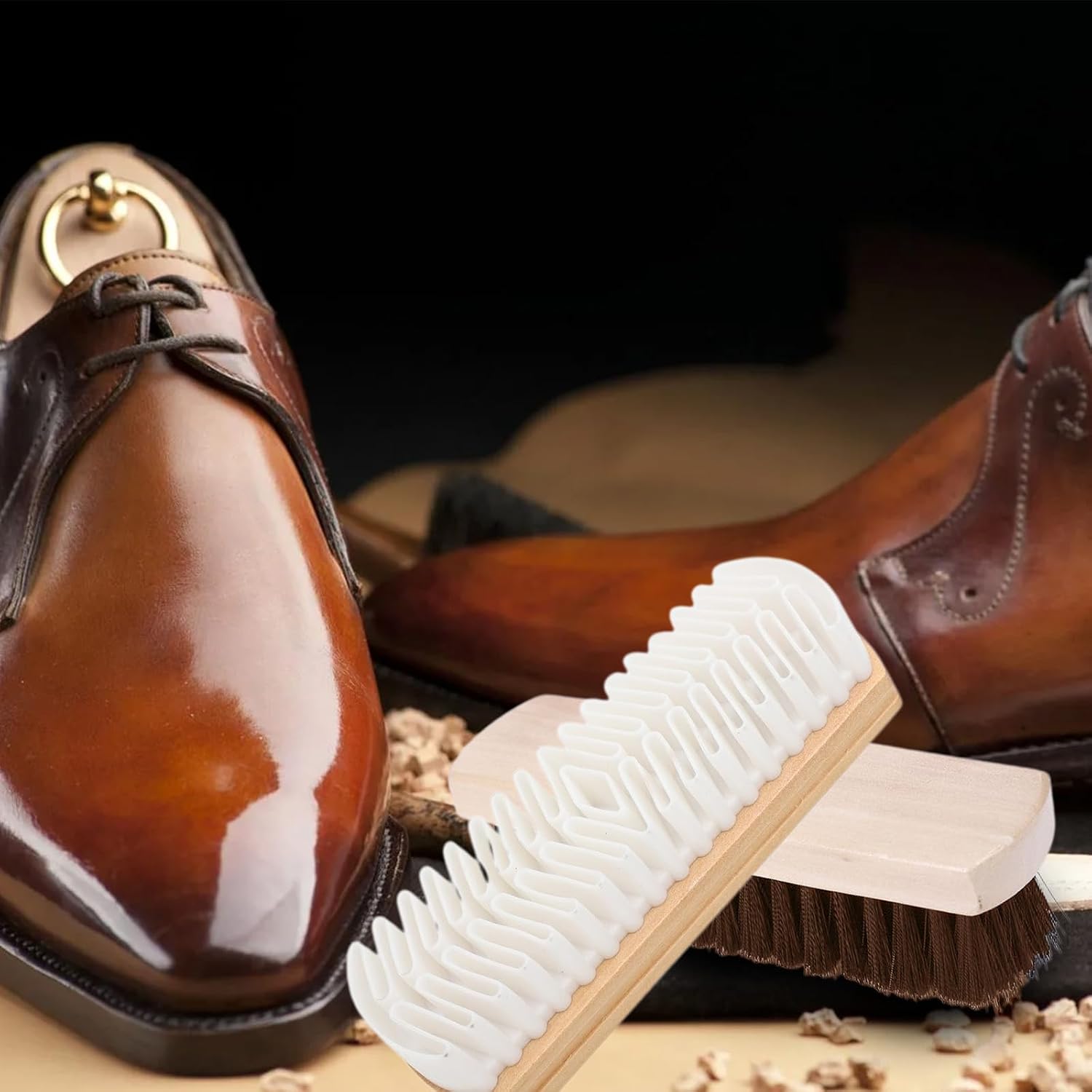 Shoe Brush Boot,Horse Hair Brush for Leather Suede Brush,Shoe Brushes for Cleaning(2 Pcs)