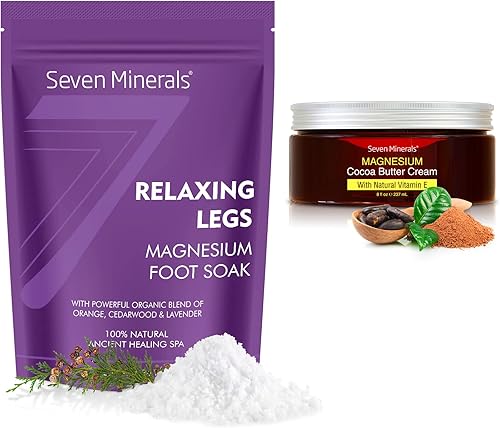 Seven Minerals Copos de magnesio relajantes y crema natural para piernas