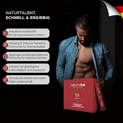 NATURVITAL Premium 69 Formula Maca Gel Sofortwirkung Extra Stark für aktive Männer Ginseng & Tribulus Terrestris 12x12g Stick - 1 Stück