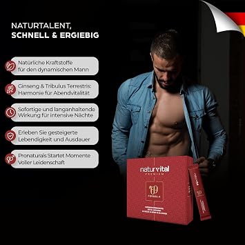 NATURVITAL Premium 69 Formula Maca Gel Sofortwirkung Extra Stark für aktive Männer Ginseng & Tribulus Terrestris 12x12g Stick - 1 Stück