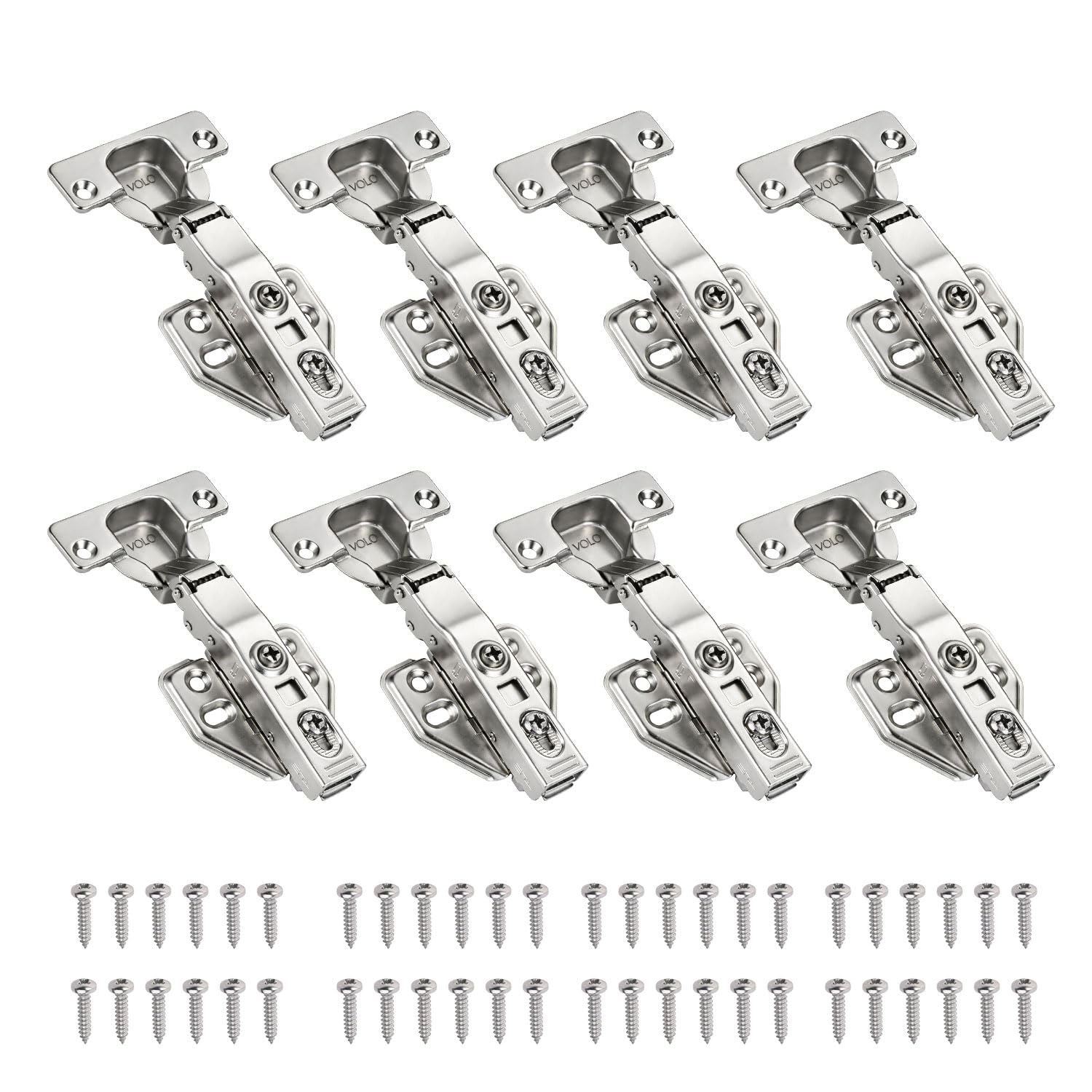 Volo 0* Crank European Style Mild Steel Clip-on Soft Close Concealed Cabinet Hinges for Cabinet Door of Kitchen/Room/Office (Color : Nickel, 4 Set)-image-31