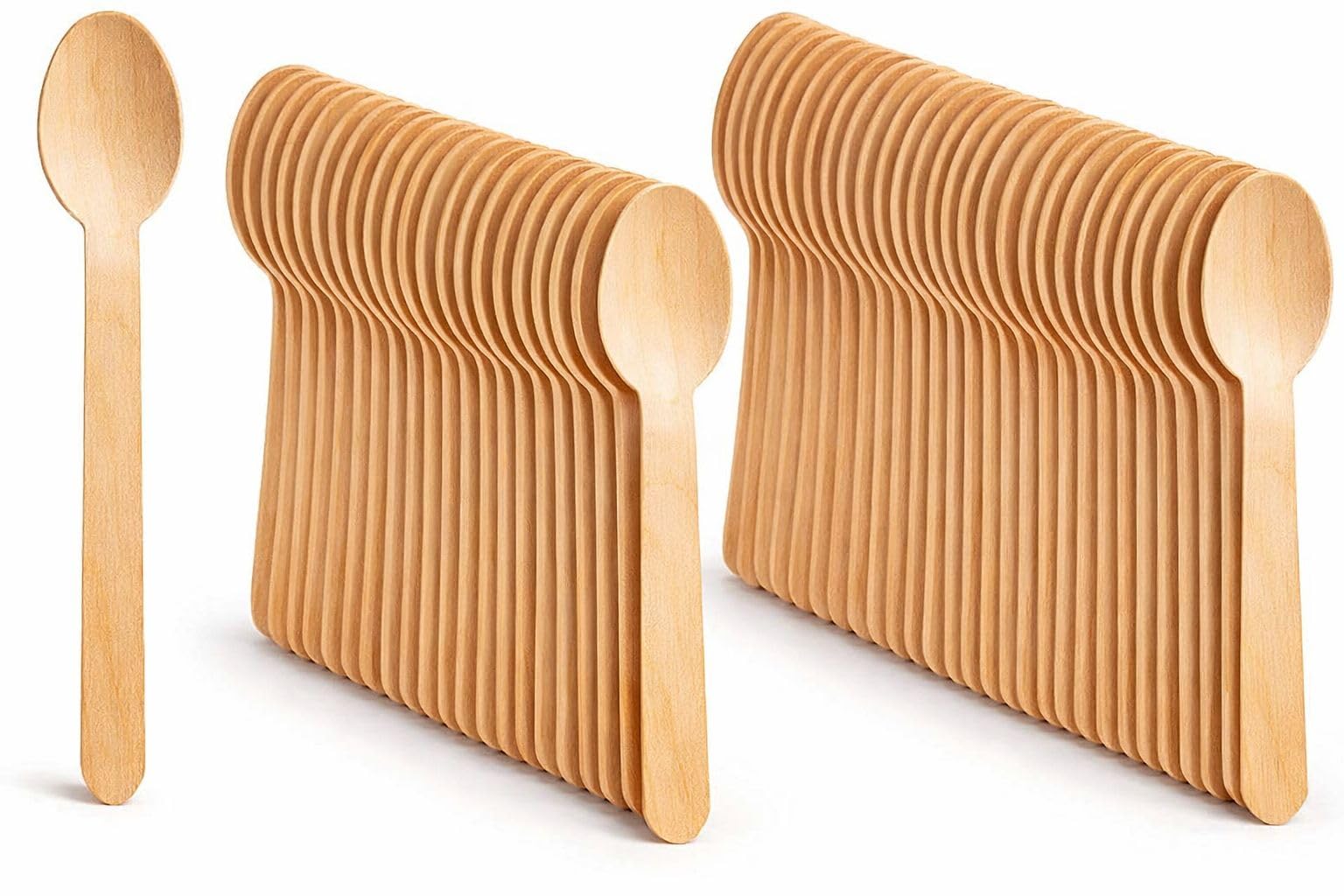 1Above 100Pk Disposable Wooden Cutlery Set, 100% Natural and Biodegradable, Eco-Friendly Cutlery Set for Wedding, Office and Party Picnic (Spoon)