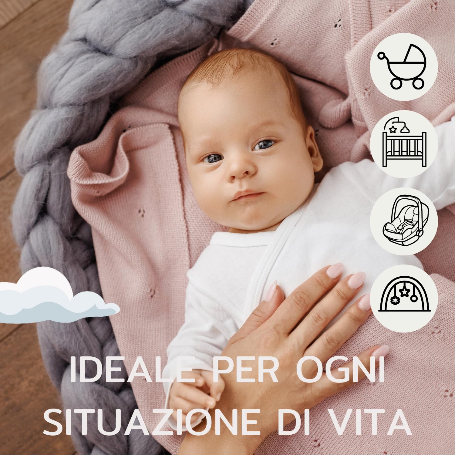 Coperta Lana Merino 100% - 75x100 cm - Copertina Neonato Invernale
