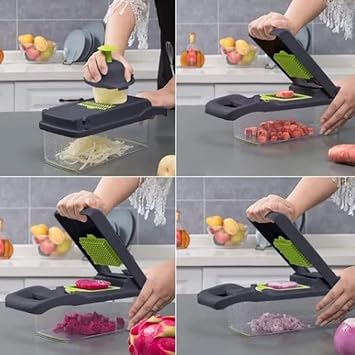 15 PCS Vegetable Chopper, 15 in 1 Multifunctional Carrot Chopper with Container Food Salad Chopper Vegetable Cutter Dicer Cutter