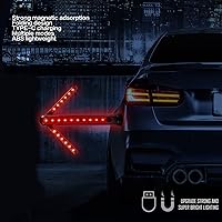 Vista 4 de Luqeeg Varita de tráfico, LED de seguridad vial con flecha de giro, 45 grados ajustable, USB, recargable, lámpara LED de seguridad con base