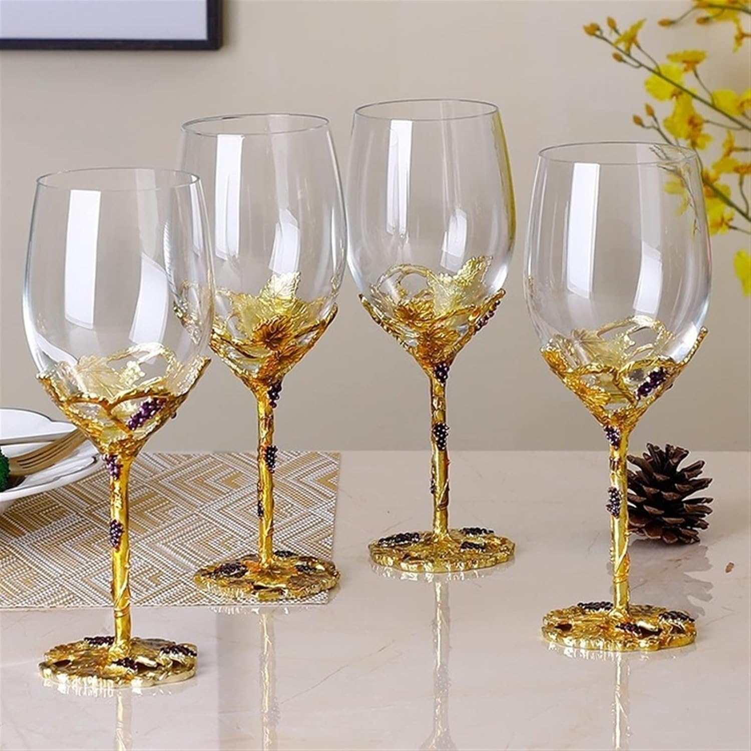 INLIMA Goblet Crystal Cups Glasses Creative Cocktail Goblet Glass Vintage Goblet Cup Party Handmade Red Wine Glass