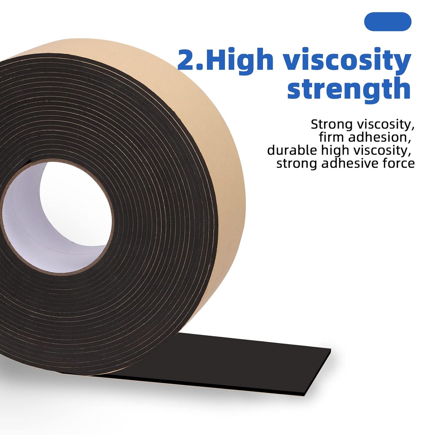 Glarks 1 Roll Self Adhesive Foam Insulation Tape with Scissors, 3" W x 1/8" T x 32.8' L High Density Shock-Absorbing Sound Proof Seal Strip Waterproof Weather Stripping Foam Tape for Door and Window