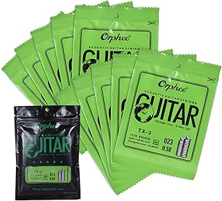 LUCHONG TX-3 Single String Replacement for Acoustic Folk Guitar 3rd G-String (.023) 10-Pack High-carbon Steel Core 75/25 Phosphor Bronze Extra Light Tension,Acoustic Guitar 3rd String