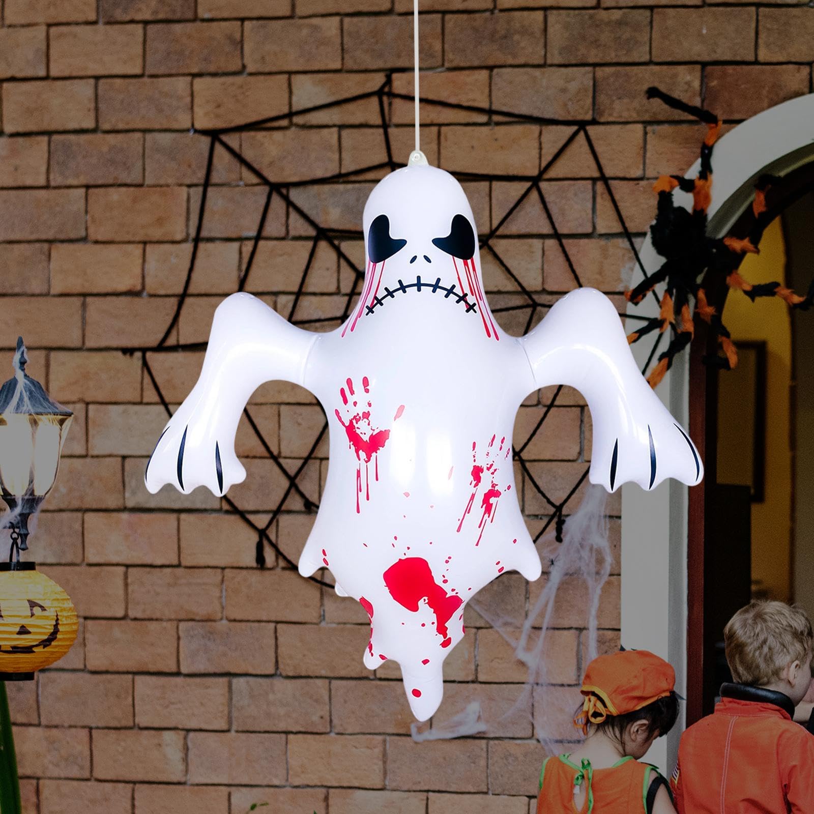 Generic Ballon Ornement Terrifiant Décoration de Fête D'Halloween Livré avec Une Corde de 2 Mètres pour Une Facile Approprié pour, Fantôme de La Paume Rouge