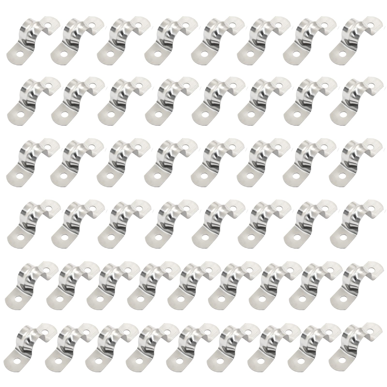 Kyuionty 50 Pcs 1/2 Inch Two Hole Conduit Clamps, M12 Stainless Steel Rigid Pipe Strap Metal U Clamp U-tube Conduit Strap Bracket for Fixing Pipe