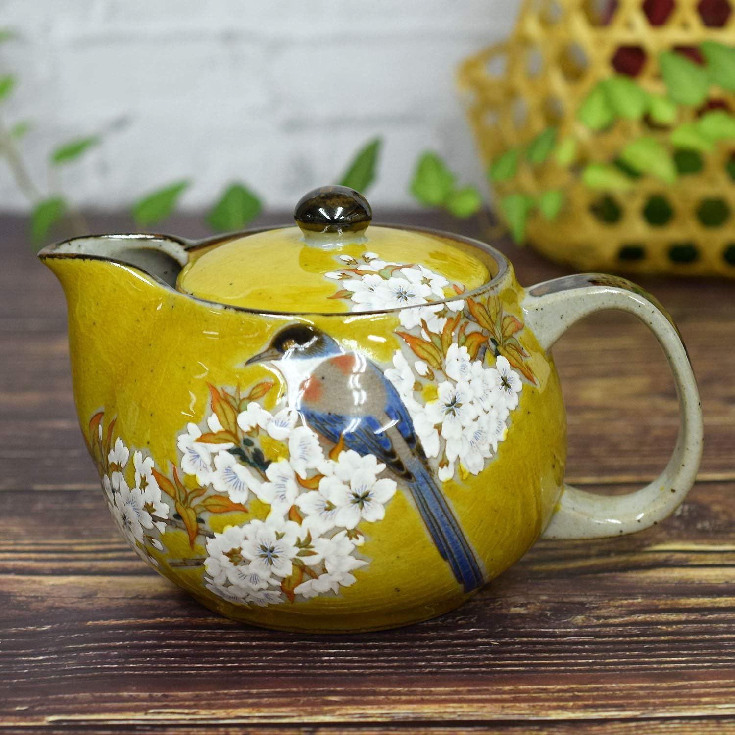 館林陶宗 染錦舞鶴 茶器 急須 蓋付き湯呑 3客 館林陶宗