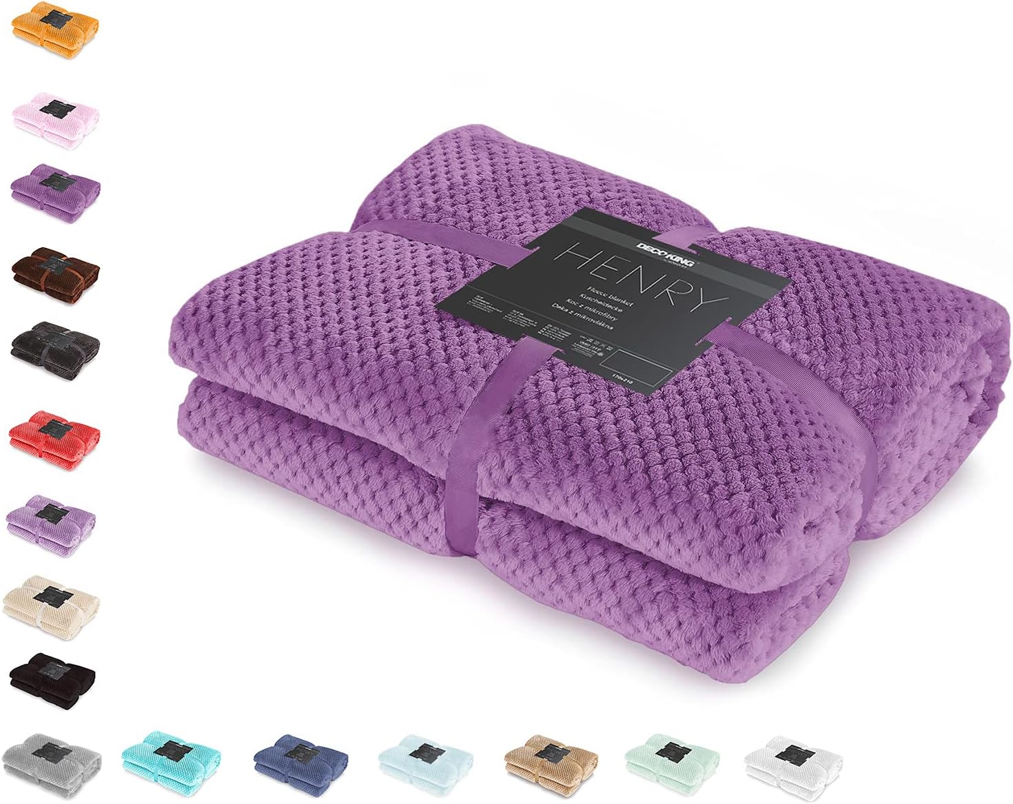 DecoKing Kuscheldecke 220x240 cm violett Decke Microfaser Wohndecke Tagesdecke Fleece weich ...