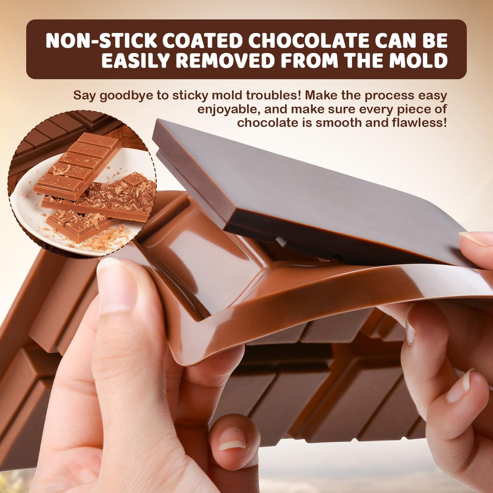 Set Stampo Per Tavoletta Di Cioccolato In Silicone - 2 Stampi Antiaderenti Con Spatola E 100 Bustine Per Snack, Ideale Per Cioccolato, Barrette Energetiche E Dessert