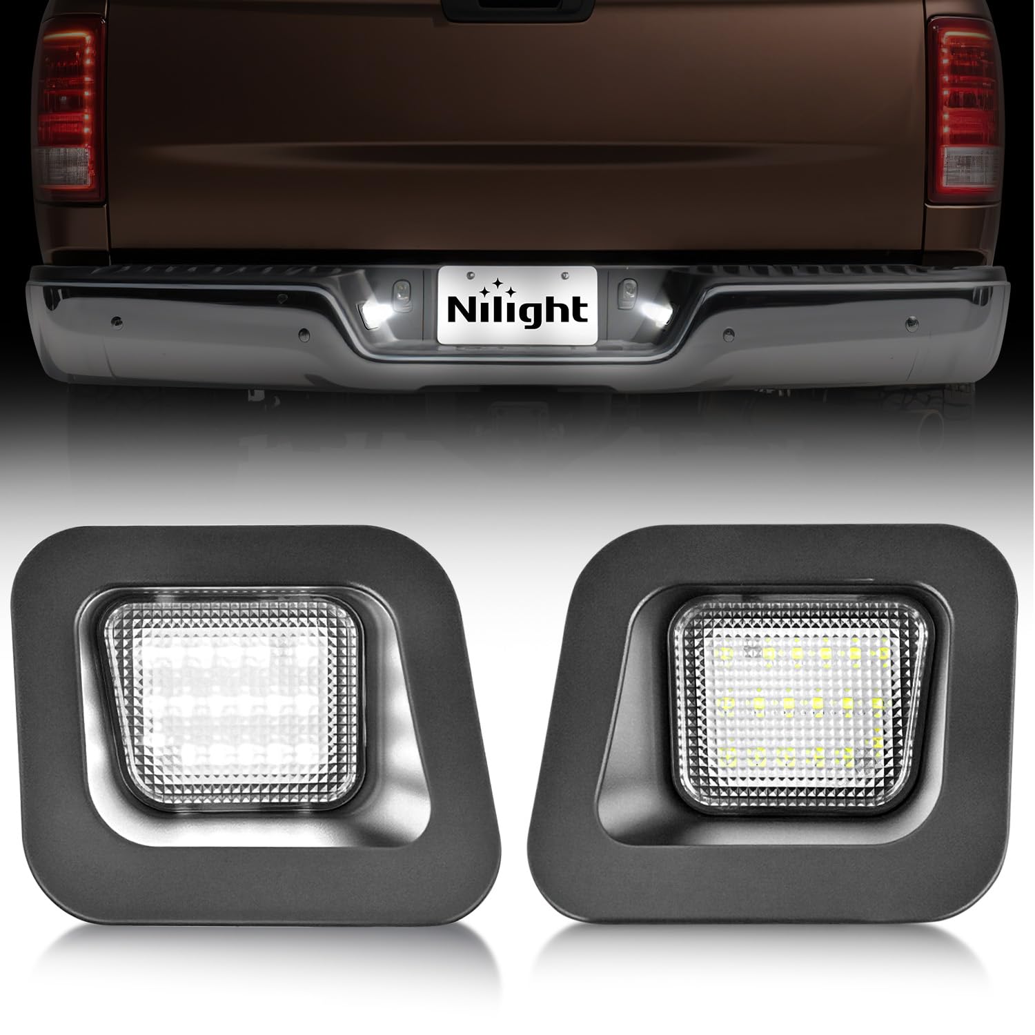 Nilight License Plate Lights Compatible with 2003 2004 2005 2006 2007 2008 2009 2010 2011 2012 2013 2014 2015 2016 2017 2018 Dodge Ram with Clear Lens Black housing 6000K White 2PCS Pack