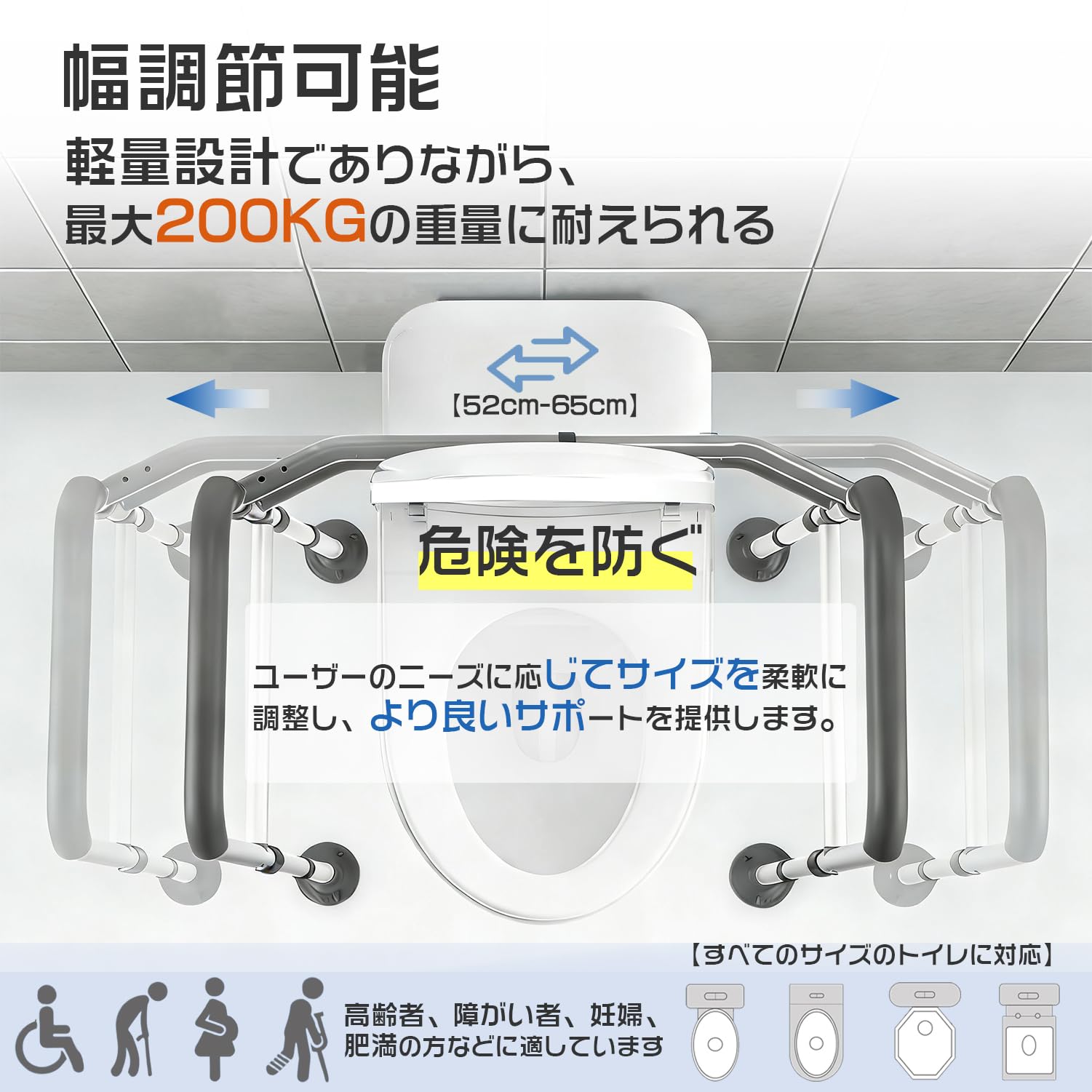 トイレ用手すり 介護用品 立ち上がり補助器具 6段階高さ調節 置くだけタイプ Amazon.co.jp: トイレ用手すり 介護用品 立ち上がり補助器具 6段階高さ