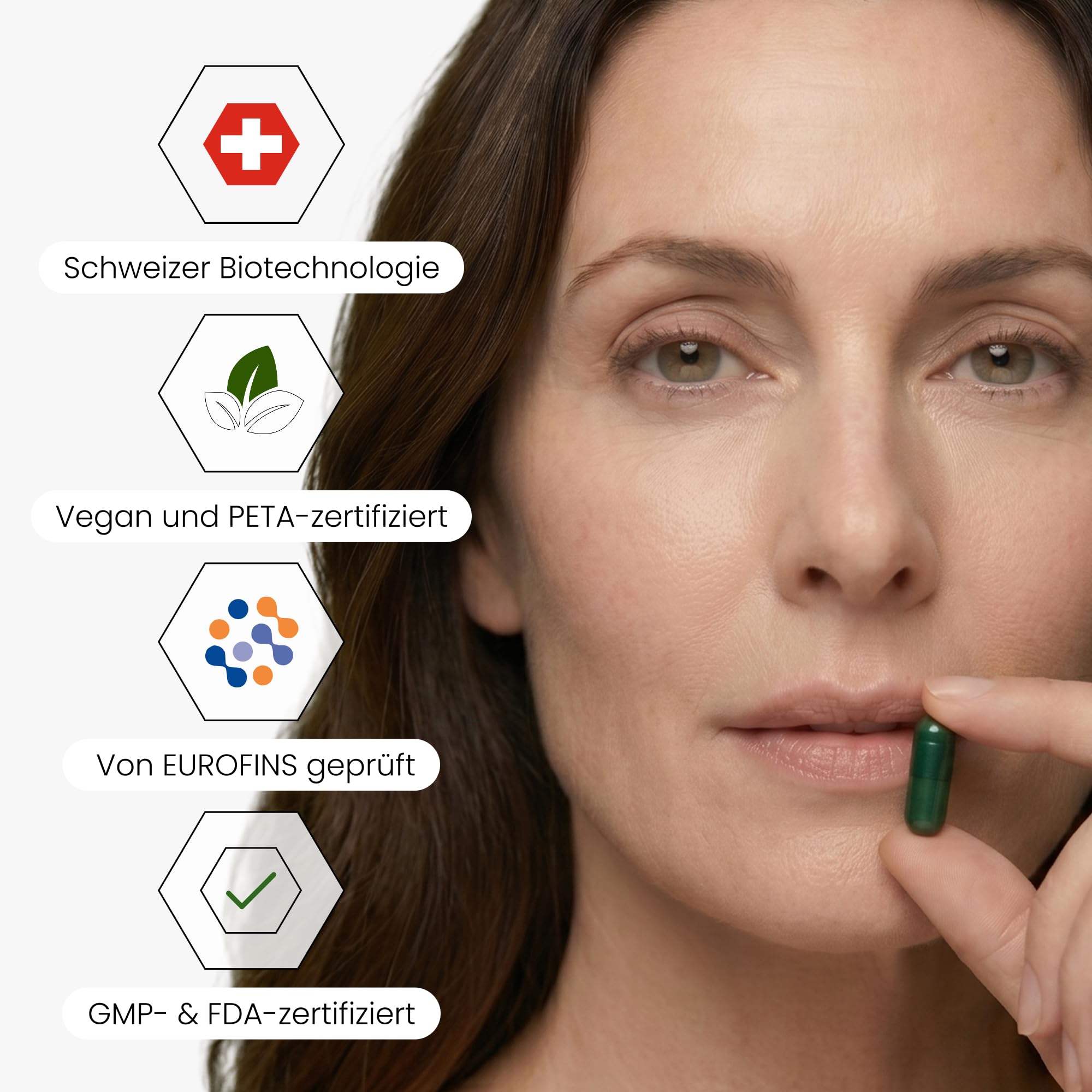 Haarkomplex für Frauen | Patentangemeldetes 360°-Haarsystem | Bei Haarausfall, dünner werdendem Haar & Haarbruch | Ayurveda-Kräuter + Schweizer Vitamine & Mineralstoffe | Vegan | 30 Kapseln