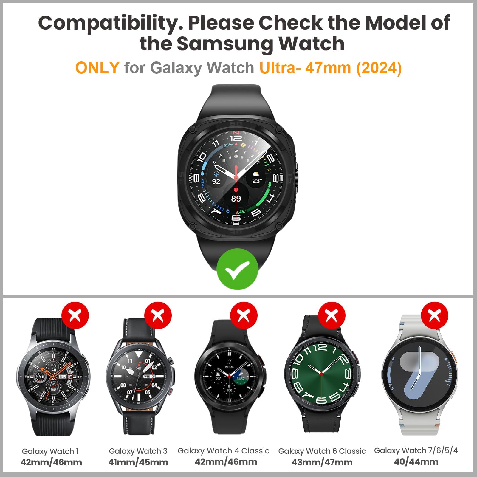 Etui do Samsung Galaxy Watch 7 Ultra, etui ochronne do smartwatcha, ultra ochronne, kompatybilne z Samsung Galaxy Watch 7