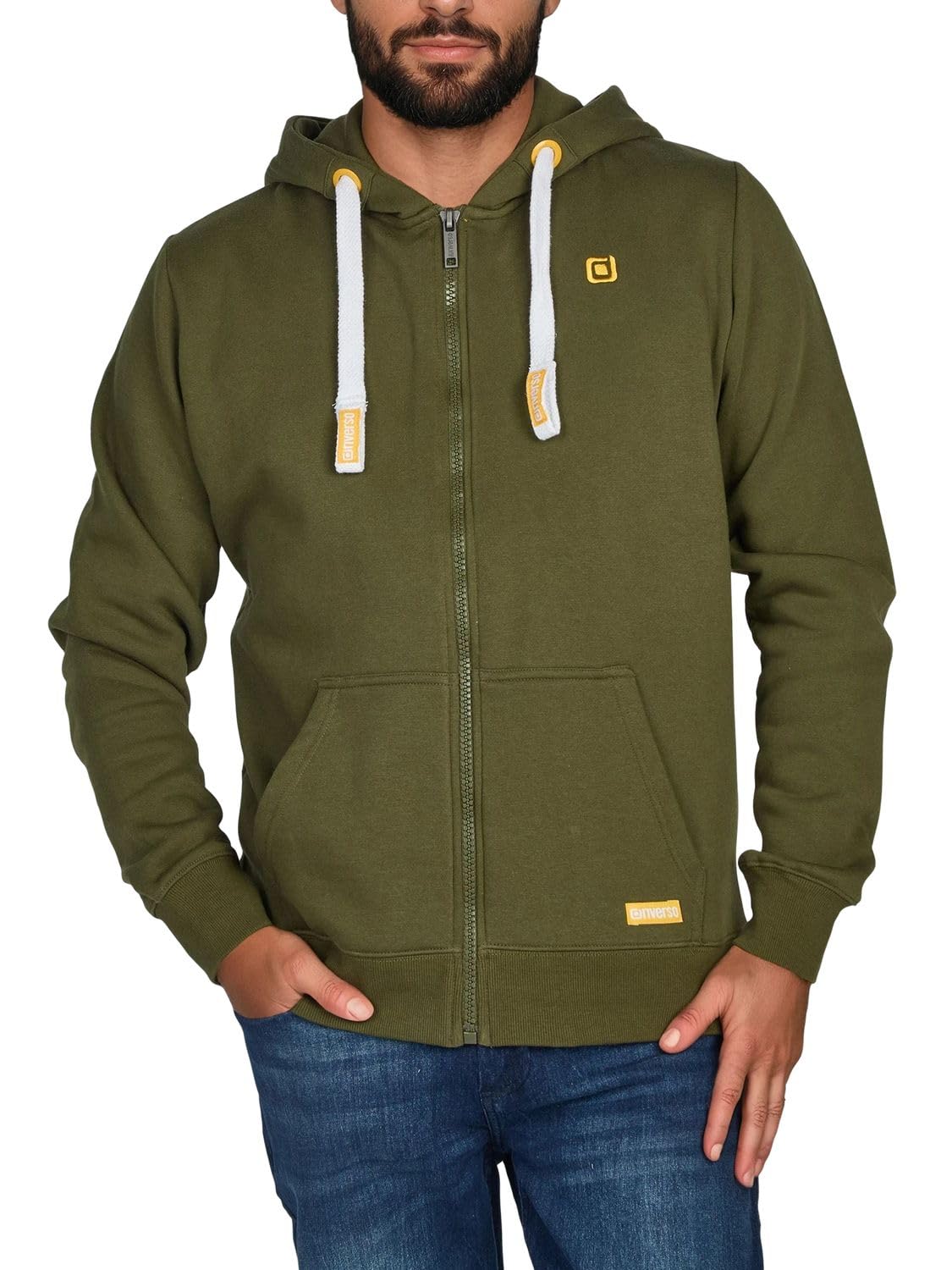 Riverso Noah Men's Hooded Jacket, Sweat Jacket, Sweatshirt, Hoodie, with Zip, Basic, Plain, Cotton, Grey, Brown, Green, Red, Blue, Black, S, M, L, XL, 2XL, 3XL, 4XL, 5XL - Green - XXX-Large