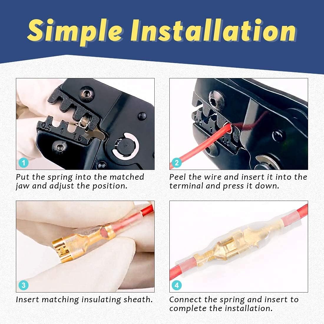 720Pcs Spade Crimp Connectors Kit Tbkoly 2.8/4.8/6.3mm Male and