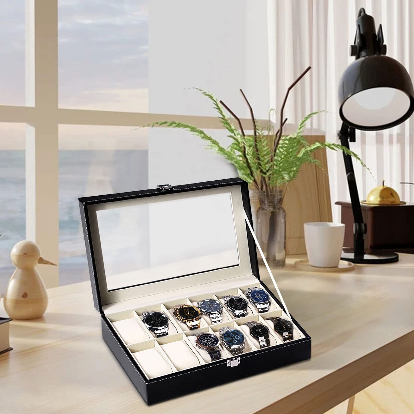 Scatola Porta Orologi In Eco Pelle, Custodia Con Valigetta Per Bracciali E Gioielli