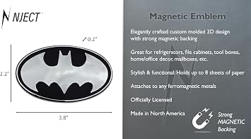 Officially Licensed DC Comics Batman Bat Blackout Large Refrigerator Magnet - Strong Magnetic Hold for Home, Office, School & More | Universal Fit at 1.8 x 4.2