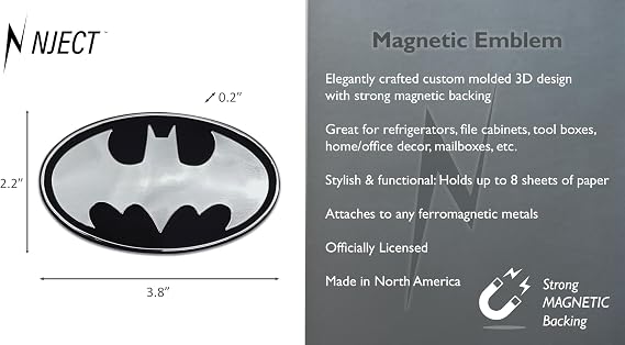 Officially Licensed DC Comics Batman Bat Blackout Large Refrigerator Magnet - Strong Magnetic Hold for Home, Office, School & More | Universal Fit at 1.8 x 4.2