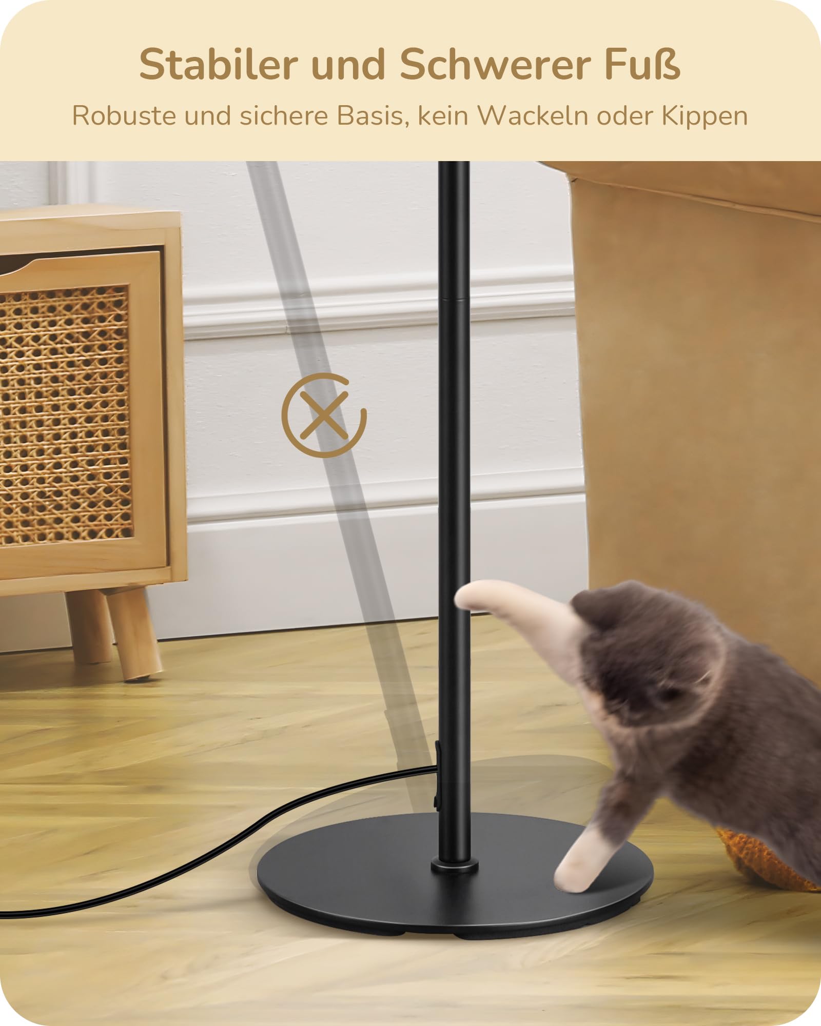 EDISHINE Stehlampe Wohnzimmer, LED Stehleuchte mit Lampenschirm aus gewebtem Seil, Stehleuchte vintage 2700K, Boho Stehlampe E27 für Schlafzimmer, Kinderzimmer oder Ecksofa, Höhe 165 cm