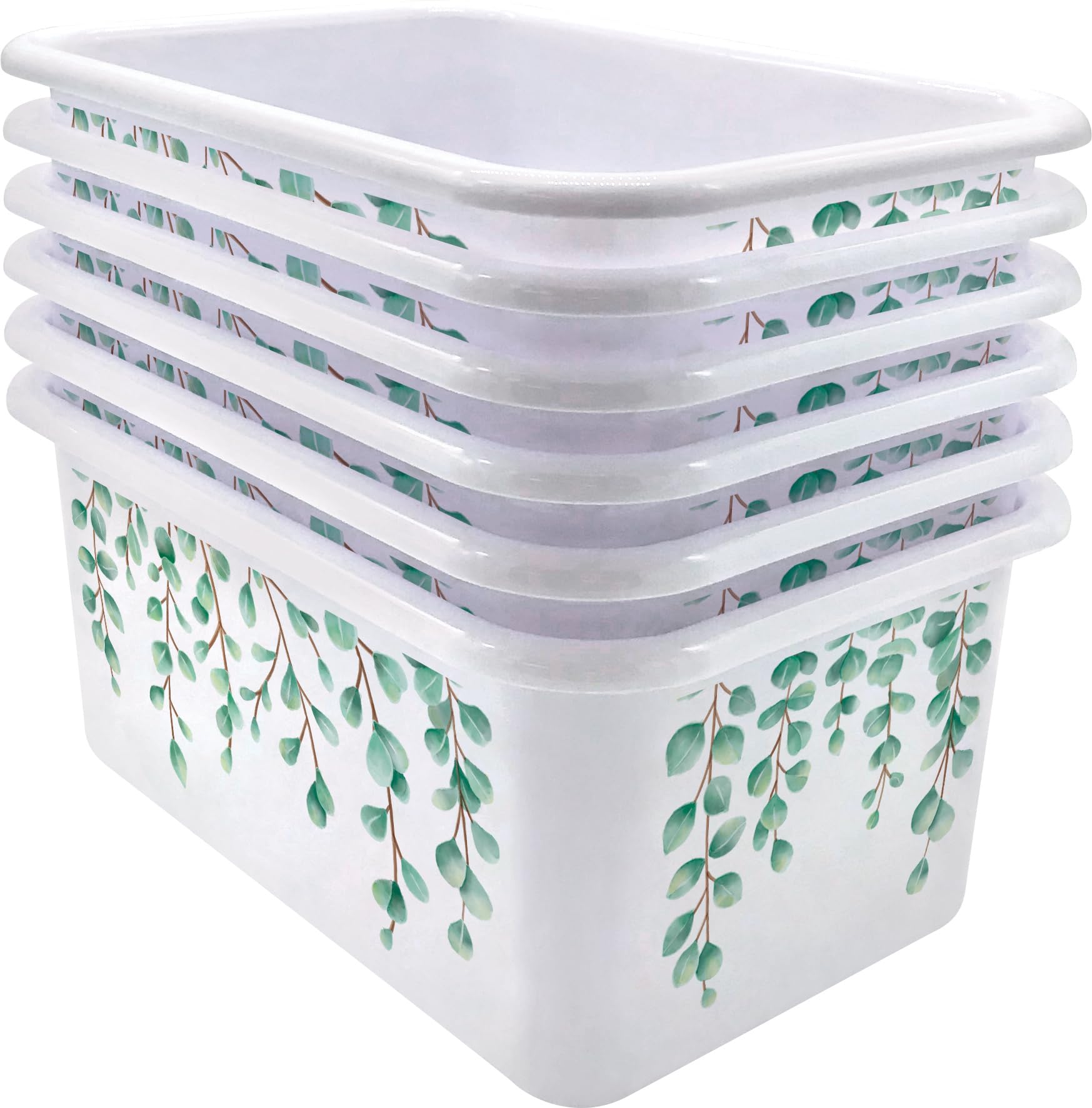Bacs rangement plastique eucalyptus pour éliminer le désordre sur table