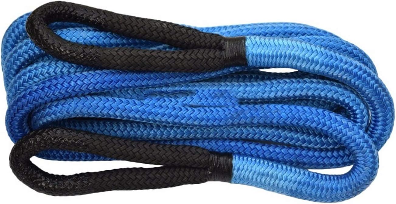 Winch Rope Towing Winches Blue 7/8 inch*30 ft(22mm*9m) Kinetic Recovery Rope Double Braided Nylon Energy Rope Towing Rope Bubba Rope