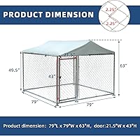 Vista 3 de Perrera grande para exteriores, jaula resistente para perros, casa para mascotas, valla de acero galvanizado, corralito para perros y cachorros