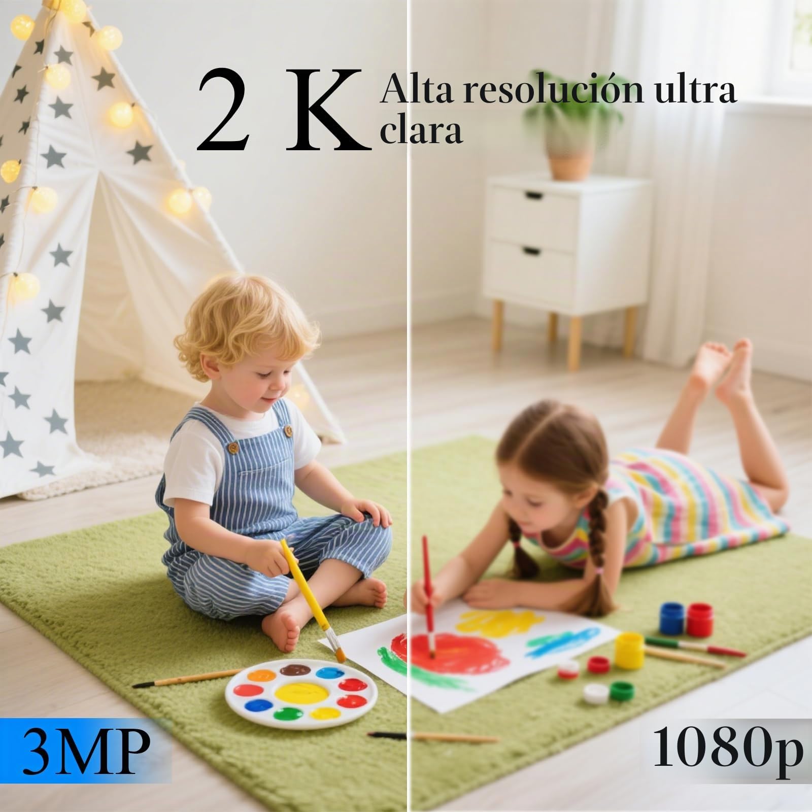 3MP Cámara Vigilancia WiFi Interior/Exterior, 355° PTZ Cámara Bombilla | Con Bombilla, Visión Nocturna Hasta 15 M, Audio Bidireccional,Autoseguimiento, Admite Tarjeta SD