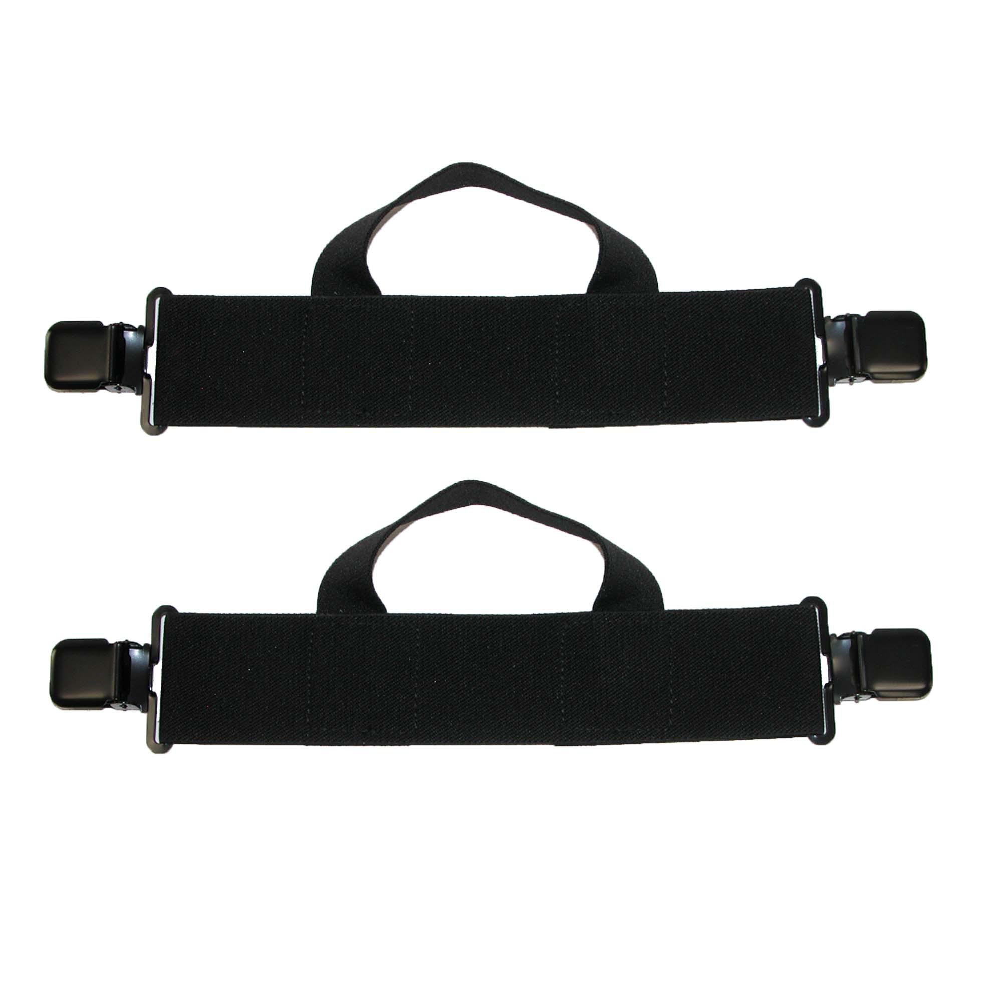 CTM Men's Elastic Biker Clip-End Stirrup Straps, Black with Black Clips