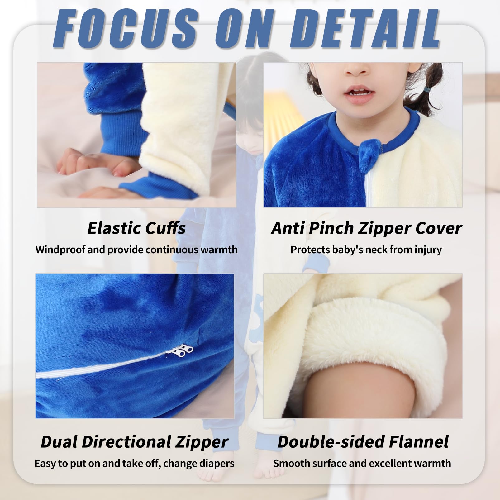 Monstoyo Sacco Nanna con Piedini Bambini Bambina, Invernale Flanella Pigiama Pagliaccetto Neonato, Maniche Lunghe & Gambe Separate Sacco a Pelo Cartone Tuta per Ragazze Ragazzi 0-6 Anni