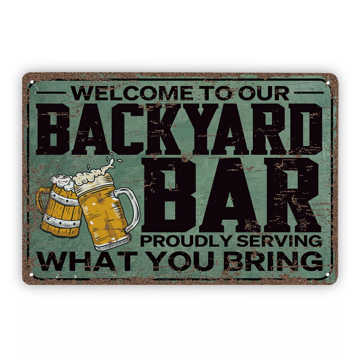 Vintage Metal Tin Sign Welcome To Our Backyard Bar, Beer Decoration For Home, Garden Yard Decoration Outdoor, Housewarming Decor, Decorative S, S, 11.8 * 7.9inches Custom Private Property Signs
