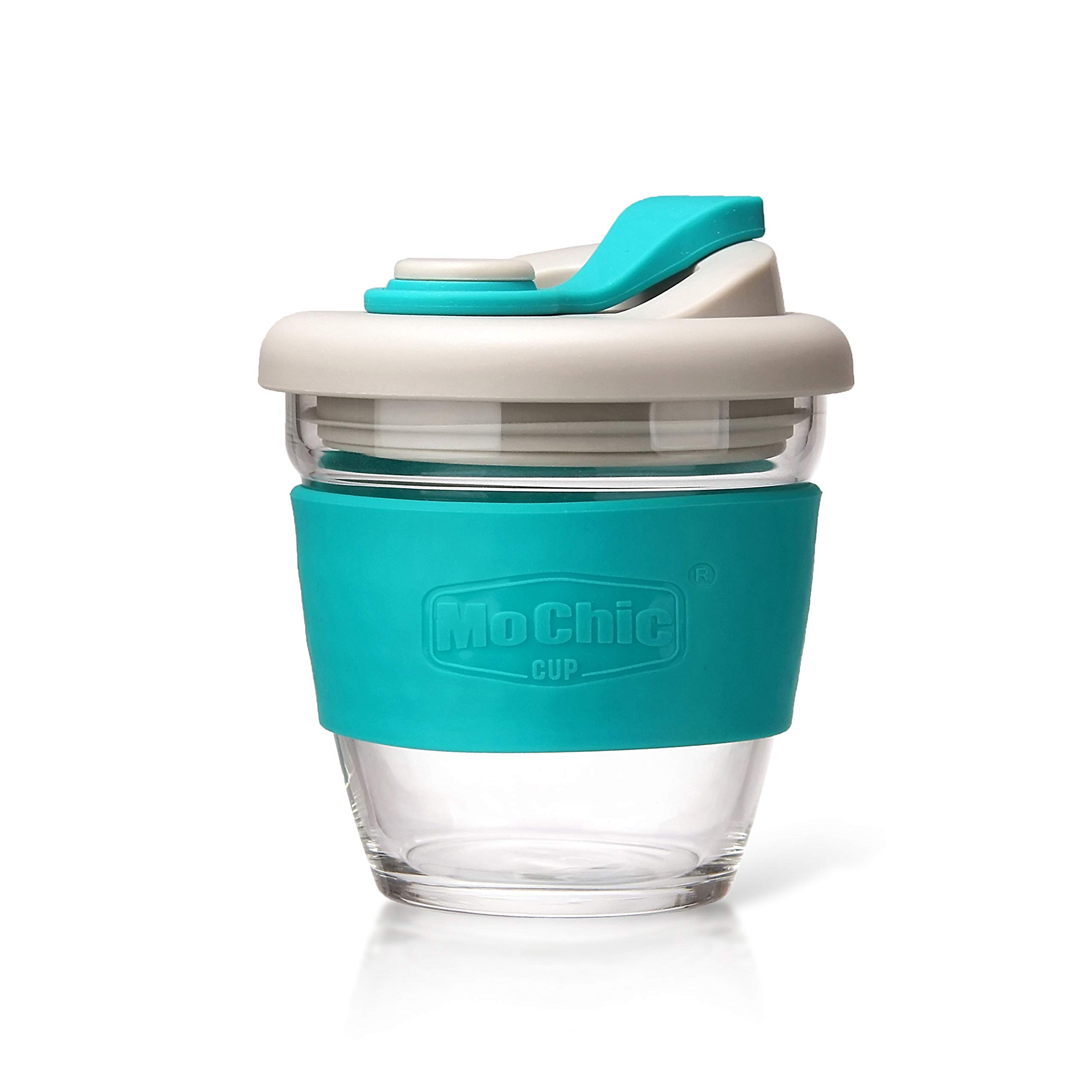 8OZ Reusable Coffee Cup with Leak Proof Lid and Non-Slip Sleeve, Dishwasher and microwave Safe Coffee Mug (Mint Green)