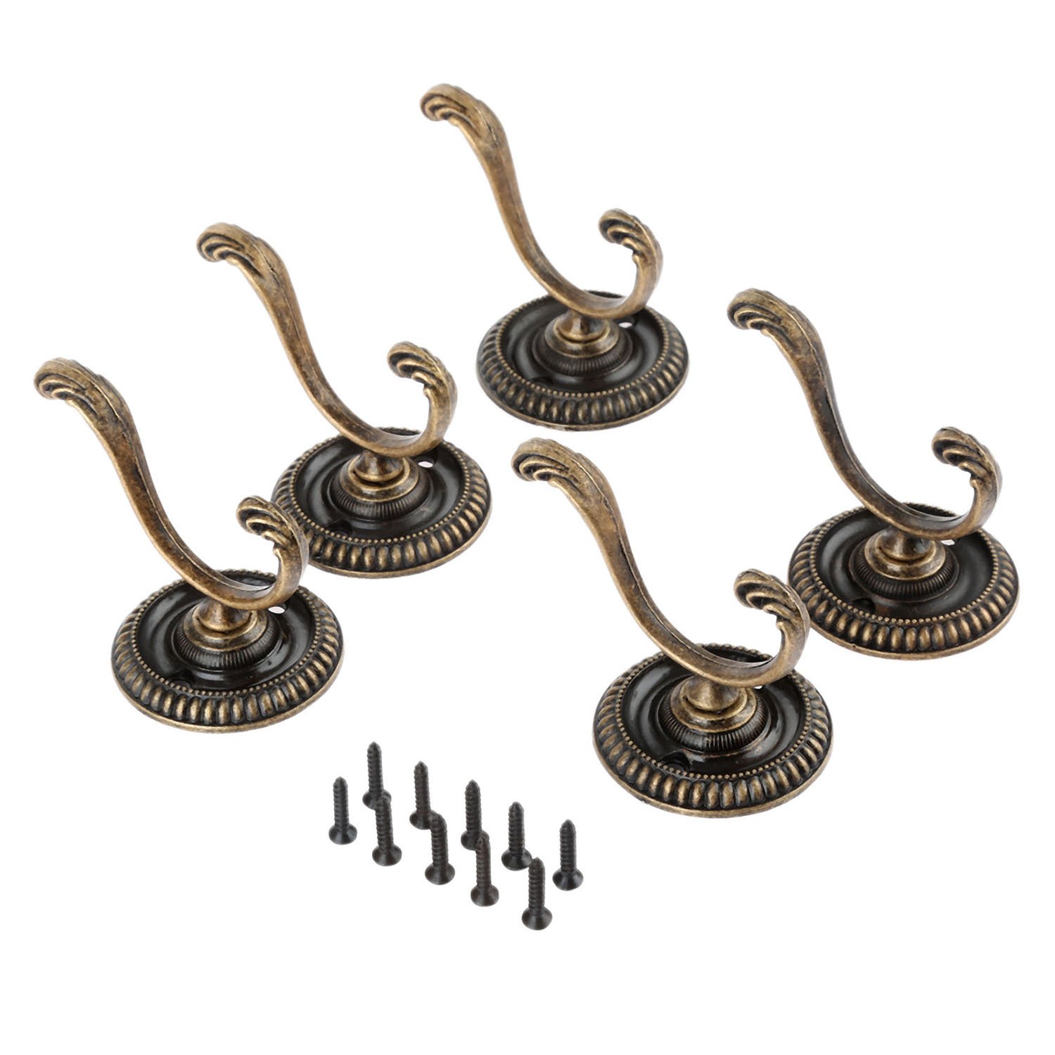Istovo Bronze 5Pcs Antique Door Hanger Hooks Vintage Bathroom Wall Hanger Hats Bag Keychain Zinc Alloy Hook Coat Wall Hooks With Screws 5.4Cm,Wall Hook