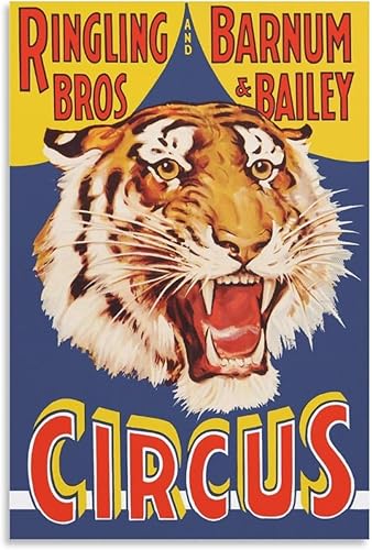 THAELY Póster vintage de tigre de circo  Lienzo decorativo de pared para sala familiar, estética, lienzo, pintura, pósteres e impresiones artísticas
