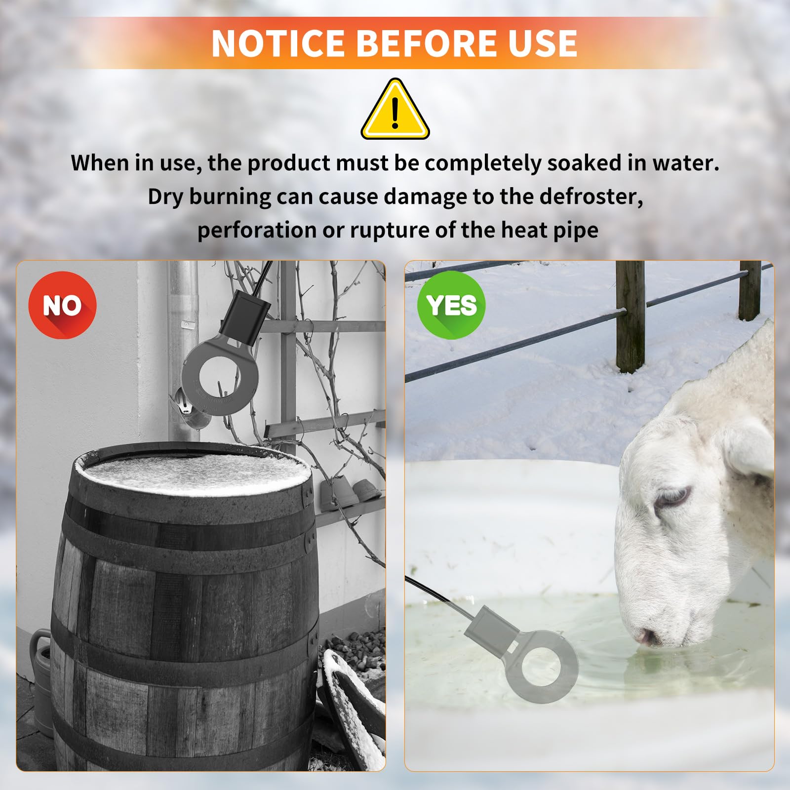 500 W Allzweck-Enteiser, tauchbarer Aluminiumguss-Huhn-Warmwasserbereiter für Nutztier-Tankheizung, Vogeltränke im Winter