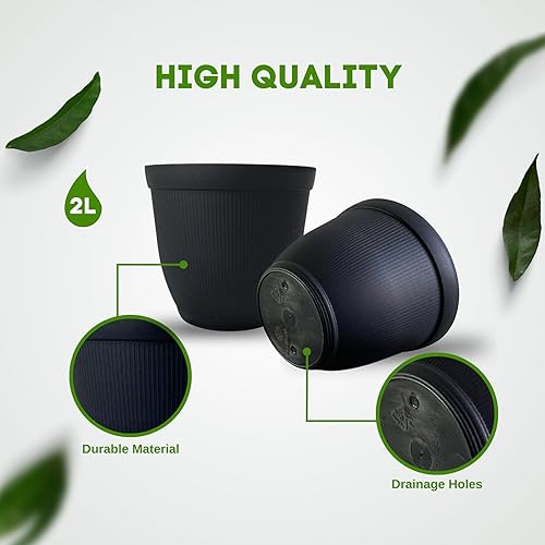 Miniatura 4 de Matri Finny - Maceta redonda para plantas de interior y exterior. Maceta de 7 pulgadas, paquete de 2 (color negro)