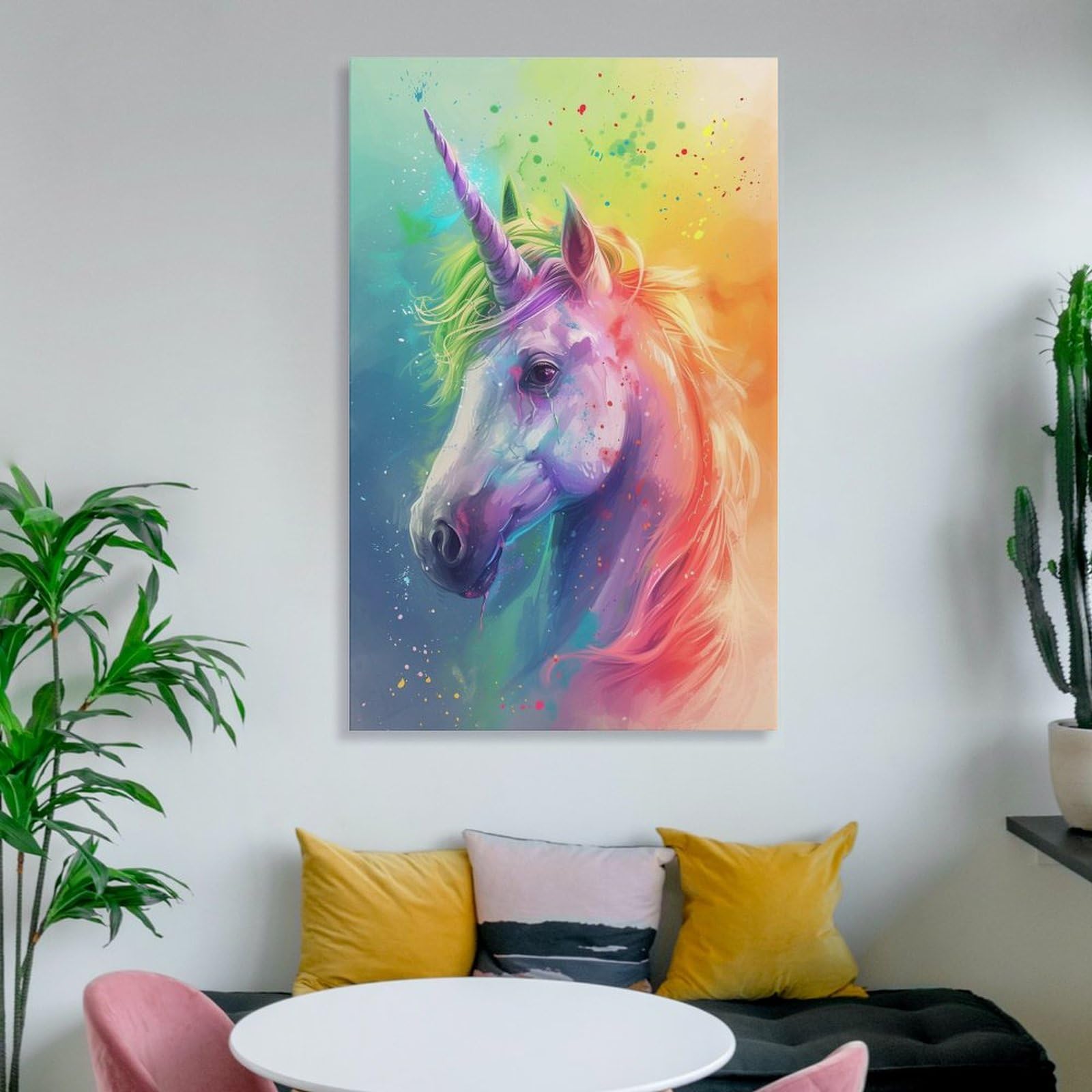 Amazon.co.jp: 絵画 カラフルなユニコーンインテリア 絵画 動物 
