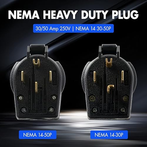 Miniatura 2 de Enchufe NEMA 14-30P y NEMA 14-50P, enchufe de ángulo de estufa de horno de 4 puntas, hoja recta resistente, 30 amperios, 50 amperios, 125250 V,