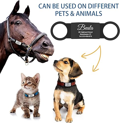 Miniatura 4 de JATEBI Paquete de 2 etiquetas personalizadas para perro, etiquetas de identificación de mascotas deslizables, etiquetas de perro de acero