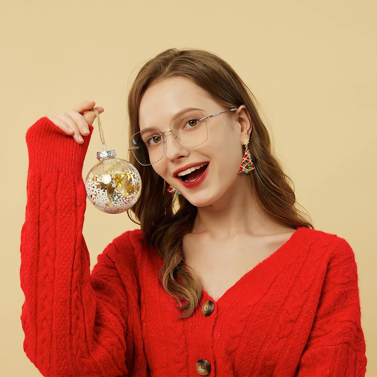 Christmas Earrings for Women Xmas Tree Dangle Earrings Sparkling Crystal Jewelry Snowflake Christmas Accessories Holiday Festival Party Gift - Image 5