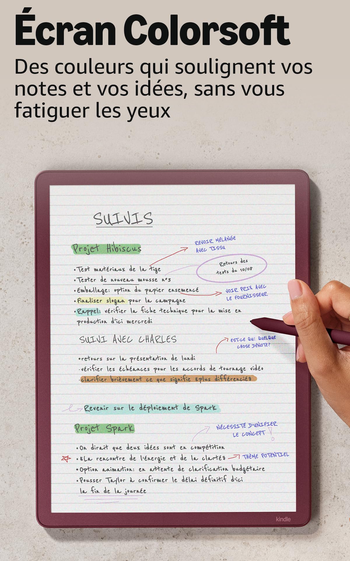 Amazon Kindle Scribe Colorsoft 64 Go (Graphite) + Stylet Premium + Étui à rabat en cuir premium (Caramel) + USB-C Chargeur