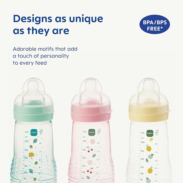 MAM Easy Active Baby Bottle with Fast Flow MAM Teats Size 3, Twin Pack, Baby Feeding, 330 ml, Blue (Designs May Vary) - 5