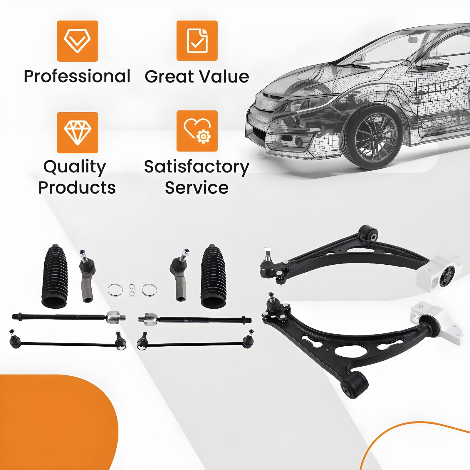 maXpeedingrods 10 szt. Suspension Wishbone zestaw wahaczy przednich do VW Golf 5 6 Touran Audi A3 8P Seat Skoda Ocatvia Superb