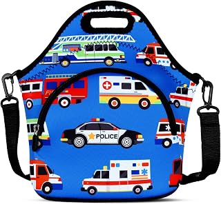 Violet Mist Neoprene Lunch Bags with Shoulder Strap Lunch Totes for Women | Funny Car Patterned Insulated Lunch Handbag Thermal Lunch Box Reusable with Zipper Pocket for Work Picnic Travel